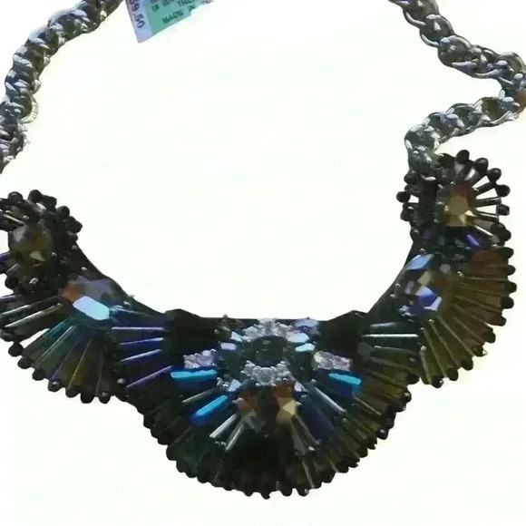 INC International Concepts Silver-Tone Iridescent Bead Statement Necklace NWT - Picture 2 of 5